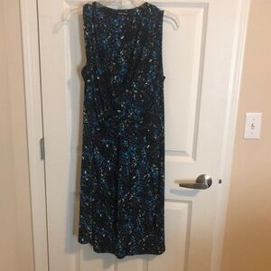 Ellen Tracy Black Sheath Midi Dress Sleeveless Crew Neck